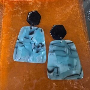 Blue and Black Geometric Earrings